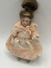 Antique 4” German Tiny All Bisque Jointed Doll picture