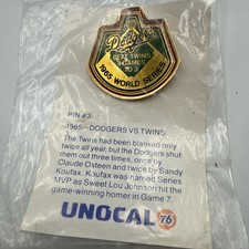 Vintage LA Dodgers 1965 World Series Anniversary Pin 100th Anniversary 1989-1990 picture