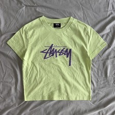 🍋‍🟩Stüssy AU Shadow Stock Slim T-Shirt Lime Women’s Size: 8/S Cropped NEW picture