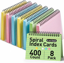 Koogel 400PCS Index Cards with Rings, 4X6 Colored Ruled Flash Cards picture