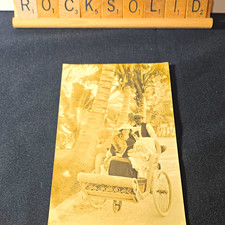 Vintage RPPC Photo Postcard Family Wicker Carriage Palm Trees Unposted Black Man picture
