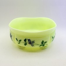 Antique Tarentum Georgia Gem Master Berry Bowl Custard Uranium Glass Hand Paint picture