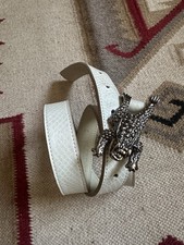 Vintage 90s Unsigned Kieselstein-Cord Frog Bucklace With Leatherrock Belt picture