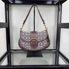 Coach CJ814 Soho Bag Signature Jacquard Maple Brown Shoulder Handbag Outlet NEW picture