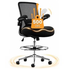 500lbs Big And Tall High Back Office Drafting Chair Ergonomic Flip-Up Armrests picture