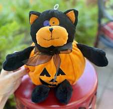 Vintage Soft Classics Halloween Black Cat in a Pumpkin Costume plush picture