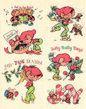 Vintage Paula Christmas Elf Stickers 1970's one sheet Very Good Cond picture