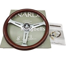 NARDI Classic 360mm Mahogany Wood Steering Wheel with Silver Chrome Finish picture