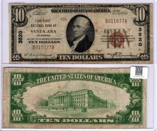 1929 Type 1 $10 Santa Ana CA National CH-3520 picture