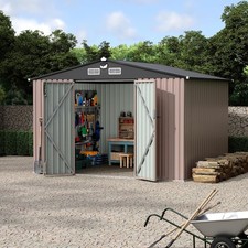 8x10ft Heavy Duty Metal Outdoor Storage Shed Lockable Double Vents Weatherproof picture