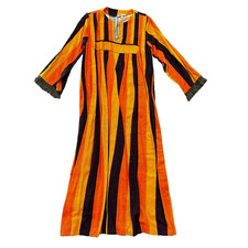 VTG 1960s Rockabilly Womens Dress Summer Skirt 60s 70s Top Orange Mexico Stripe picture