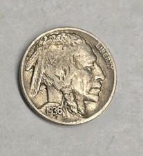 1936 Buffalo Nickel Double Die Reverse VF Condition picture