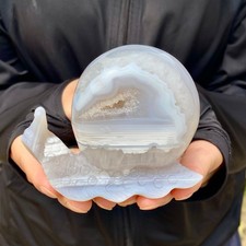316G Natural agate geode quartz crystal engrave snail skull healing gift deco picture