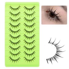 outopen 10 Pairs Manga Lashes with Clear Band 1 pair (Pack of 10), Black picture