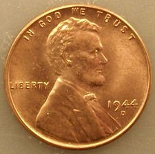 Red Uncirculated 1944-D Lincoln Wheat RD Cent Penny Coin picture