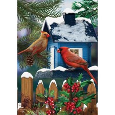 Briarwood Lane Snow Day Cardinals Winter Garden Flag 12x18 picture