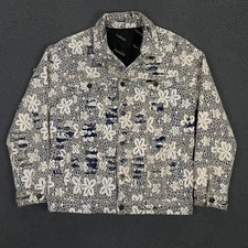 Valabasas Jacket Mens XL Lace Floral Crochet Distressed Trucker Denim picture