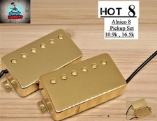 G.M. Hot 8 HUMBUCKER PICKUP SET ALNICO 8 MAGNETS GOLD picture