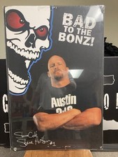 WWF Stone Cold Steve Austin Poster Board Bad To The Bonz 22 X 34 VERY RARE 1998 picture
