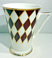 Harlequin Diamond by WREN Fine Bone China England 24 Ct Gold Coffee/Tea Mug picture