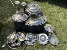 Huge Mixed Lots Silverplate and Some Pewter Serving Pieces: , Trays, Bowls, etc picture