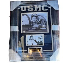 Ted Williams USMC 1953 F9F Panther Korean War, Military Sportsman Custom Framed picture