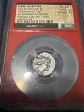 Gaul Massalia AR Drachm Lion Coin 100 BC - NGC Choice AU 5/5 Strike 4/5 Surface picture