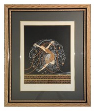 Erte Ondee 1983 Pencil Signed Serigraph 281/300 Art Deco Rain Dancer 36x30 Frame picture