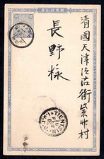 JAPAN 1902 CHINA 1 1/2 SEN POSTAL CARD TO TIENTSIN DURING JAPANESE OCCUPATION picture