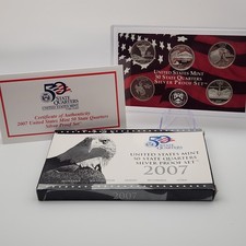 2007 S Silver Proof Quarters 25c U.S. Mint Set In OGP COA 5 Quarter Set Z-07BiX picture