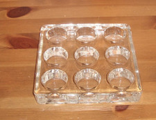 Beautiful Glass Nine Tea Light Holder- Clear, Heavy 2 Pound picture