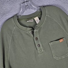 L.L. Bean BeanBuilt Waffle Knit Henley Shirt Mens XL Relaxed Long Sleeve 517586 picture