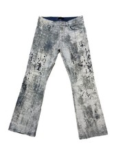 Purple Brand P004 Flare Jeans Mens 36x34 Light Indigo Gray Wash Paint Splatter picture