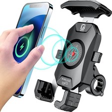 KEWIG Motorcycle Phone Mount Qi 15W Wireless & USB C 20W Fast Charging Black picture