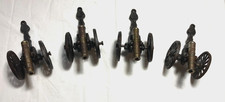 4 Vintage Miniature Brass Cannon on Cast Iron Carriage Wheels  Civil War Replica picture