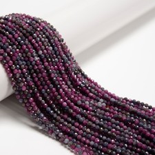 Natural Ruby Sapphire Mixed Faceted Round Beads Size 3mm 15.5'' Strand picture