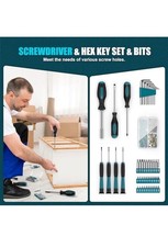 Sundpey 206PC Portable Basic Home Tool Kit Set with 12V Cordless Drill Blue picture