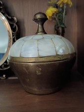 vintage Brass mother of pearl trinket box picture