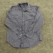 Nautica Button Down Mens Size M Blue Plaid 80s Two-Ply Cotton Long Sleeve Shirt picture