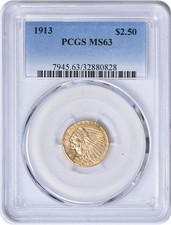1913 $2.50 Gold Indian MS63 PCGS picture