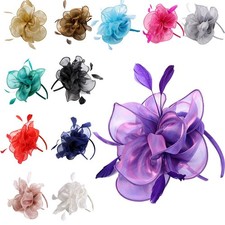 Women Fascinator Hat Flower Mesh Headband Lady Tea Party Headwear Headdress picture