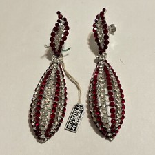 Vtg 60s Crown Trifari Red Rhinestone Drop Screwback Earrings Alfred Philippe Tag picture