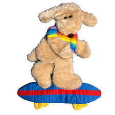 Vintage 1980 Le Mutt Plush Dog Skateboard Wall Hanging Rainbow Wooller Intl Rare picture