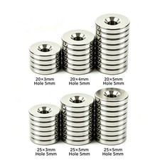 5/10/20/50 5 Sizes Strong Magnets Countersunk Ring Rare Earth Neodymium 5mm Hole picture