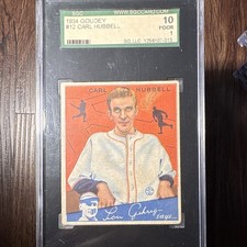1934 Goudey Big League Chewing Gum R320 Carl Hubbell Giants #12 (pre-war) picture