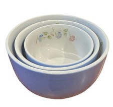Hall’s Superior Quality Kitchenware Nesting Bowls Set Of 3 Morning Glory 1940s picture