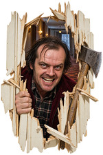 The Shining Jack Torrance Sticker Axe Overlook Hotel Horror Peekaboo Die Cut picture