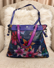 Braccialini Firenze Women's Bag – Genuine Leather – Multicolored Floral Pattern picture