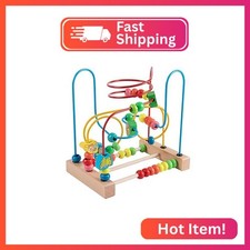 Joqutoys Bead Maze Toy for 1 2 3 Year Old, Wooden Colorful Roller Coaster Circle picture