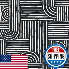 Livelynine 17.5x591 Black White Modern Geometric Peel Stick Wallpaper Self picture
